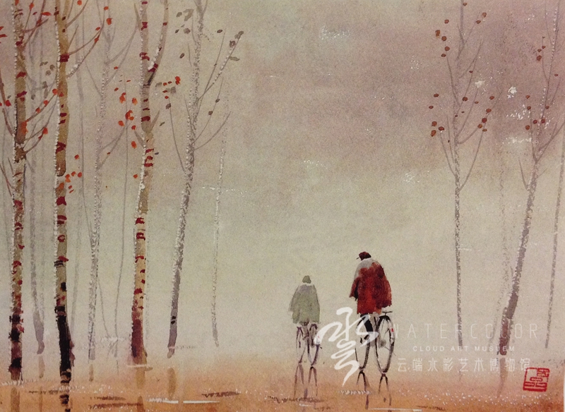 吕品 《雨中》 31cm*42cm 1981年